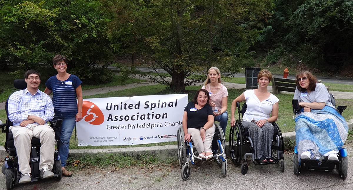 Members of the fledgling Greater Philadelphia Chapter of United Spinal posed for a group photo during its Sept. 12 kickoff event.