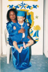 mom with her young son on her lap