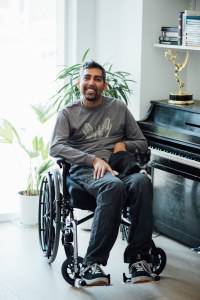 man in a manual wheelchair