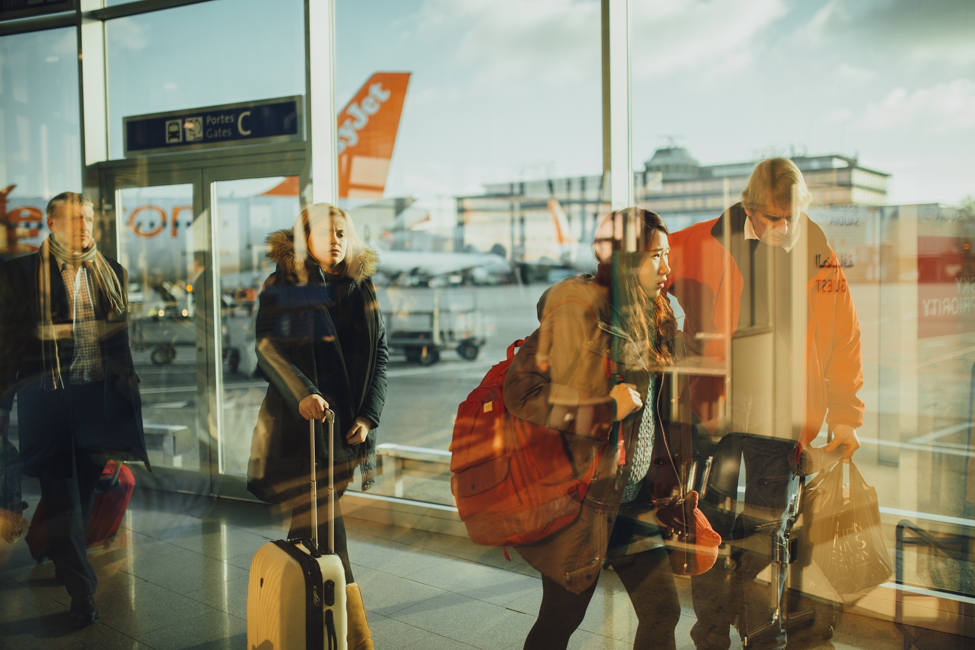 passengers board an airplane