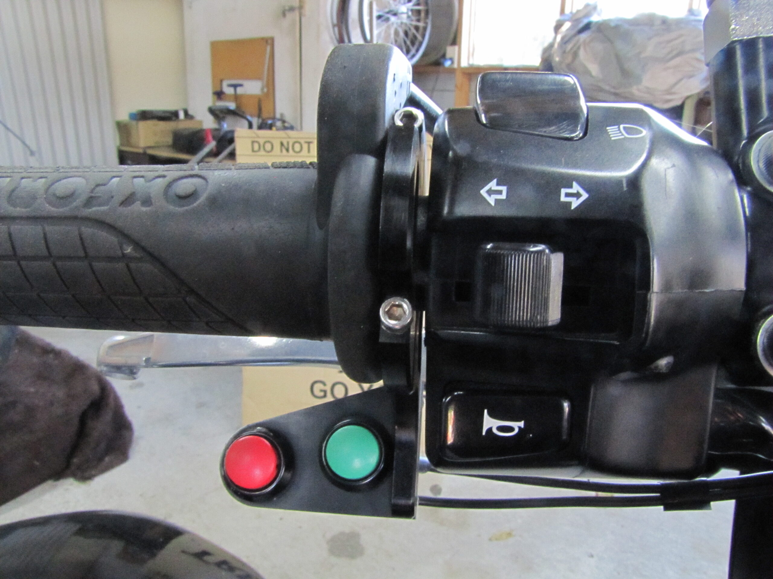 push buttons on a modified motorbike