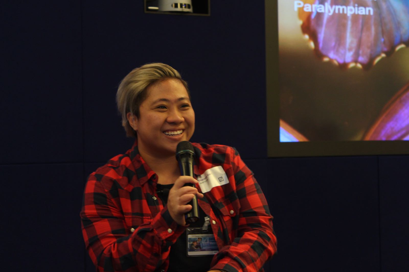 paraplegic woman engages in public speaking