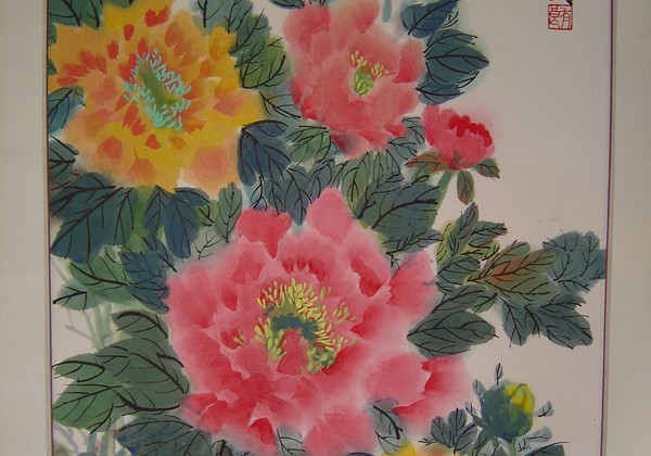 a painting of flowers done by quadriplegic artist Gilbert Tan