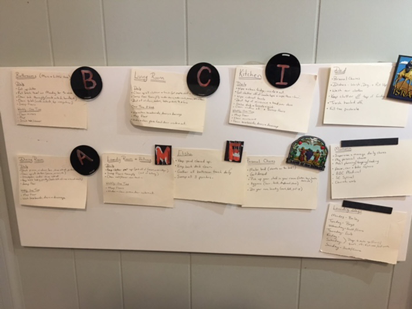 chore list on a refrigerator