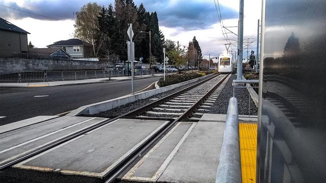 Picture of max light rail train tracks
