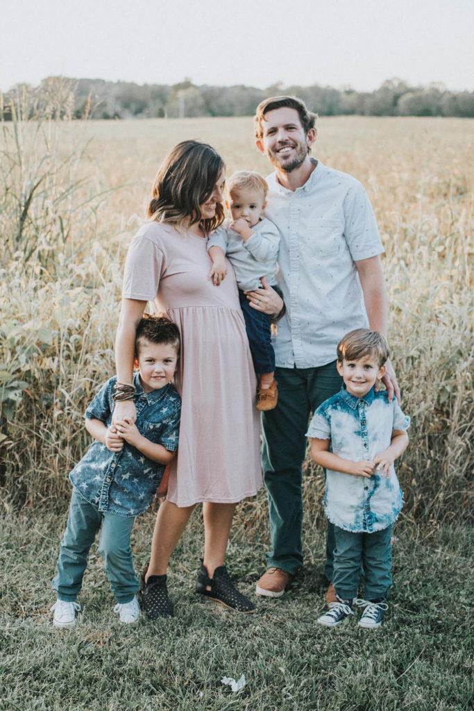 Picture of Sarah, her three sons and husband