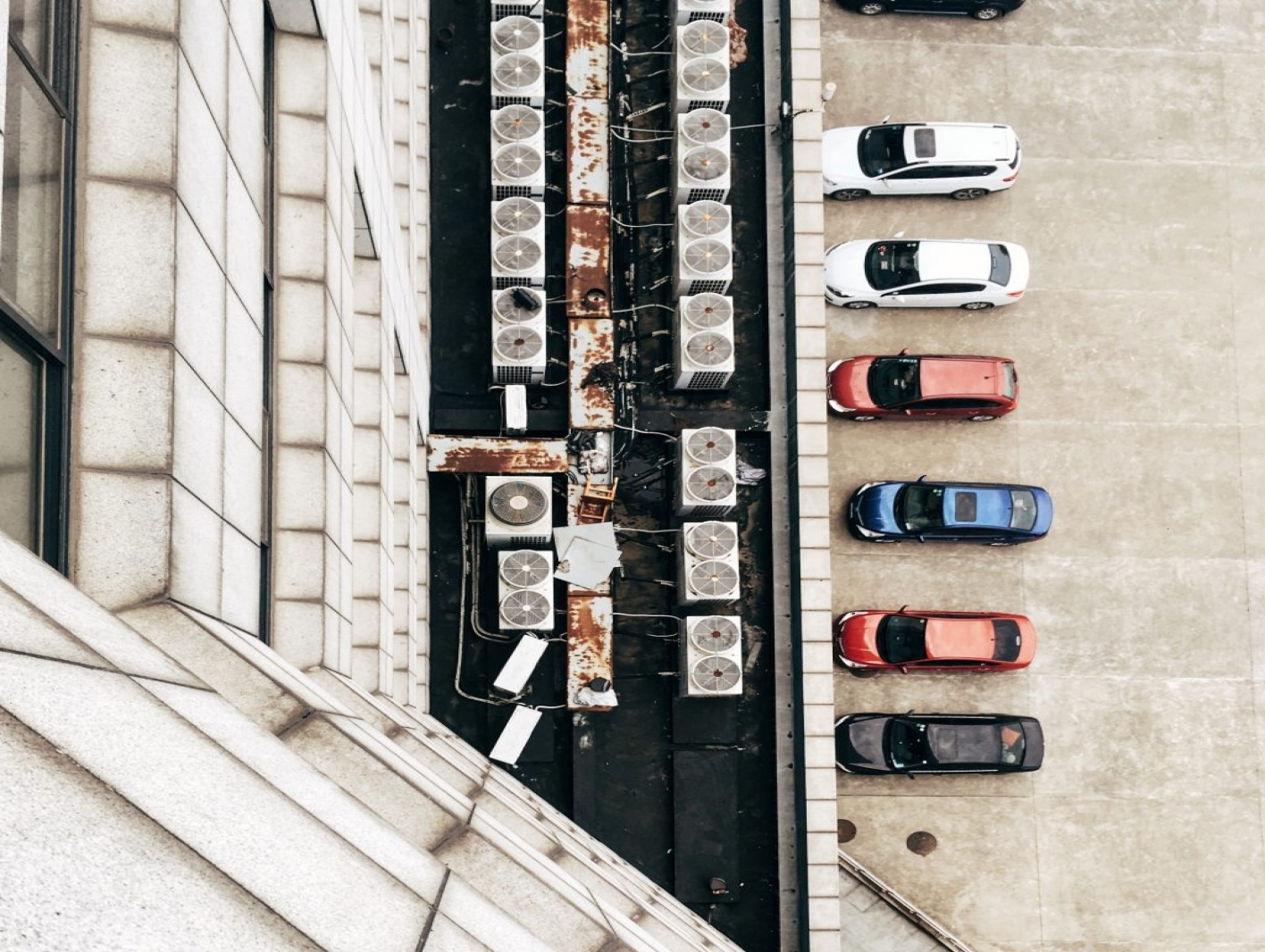 Sky View of cars in parking lot