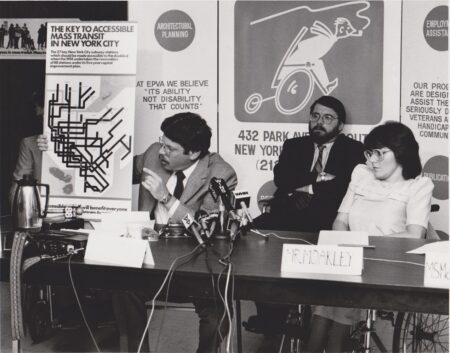 2. Denise with James Weisman (left) and Terry Moakley (middle) during their fight to make NYC's key subway stations accessible.
