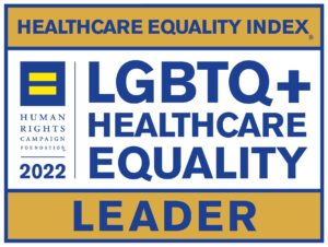 Text box says LGBTQ+ Healthcare Equality Leader