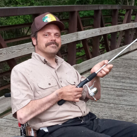 Joseph Ouellette with fishing pole