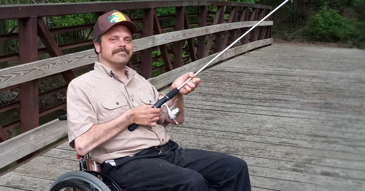 Joseph Ouellette with fishing pole
