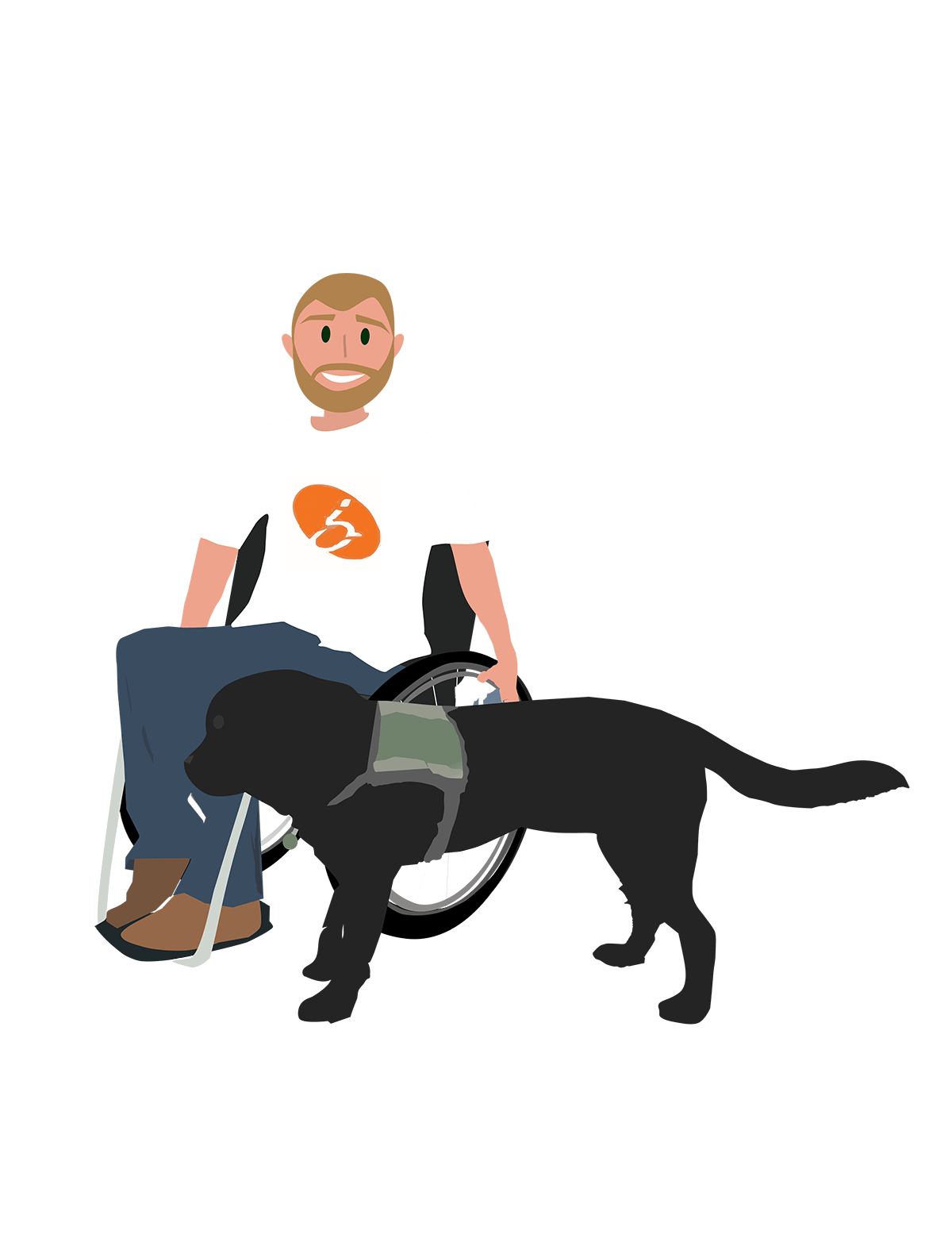 illustration of man in wheelchair with service dog
