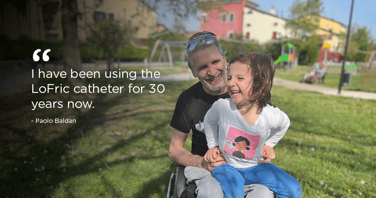 Promotional image for Wellspect's LoFric catheters.