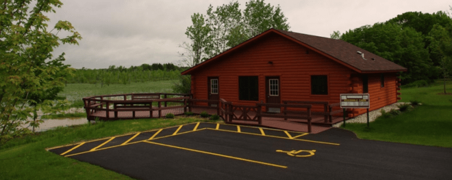 Large accessible barrier-free cabin at Kohler-Andrae State Park 