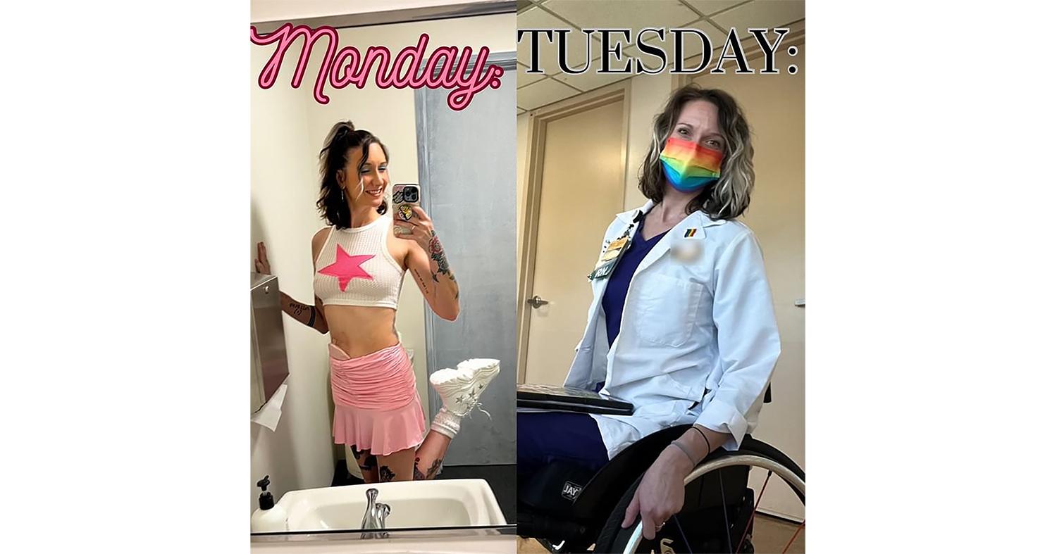 collage featuring an ambulatory wheelchair user