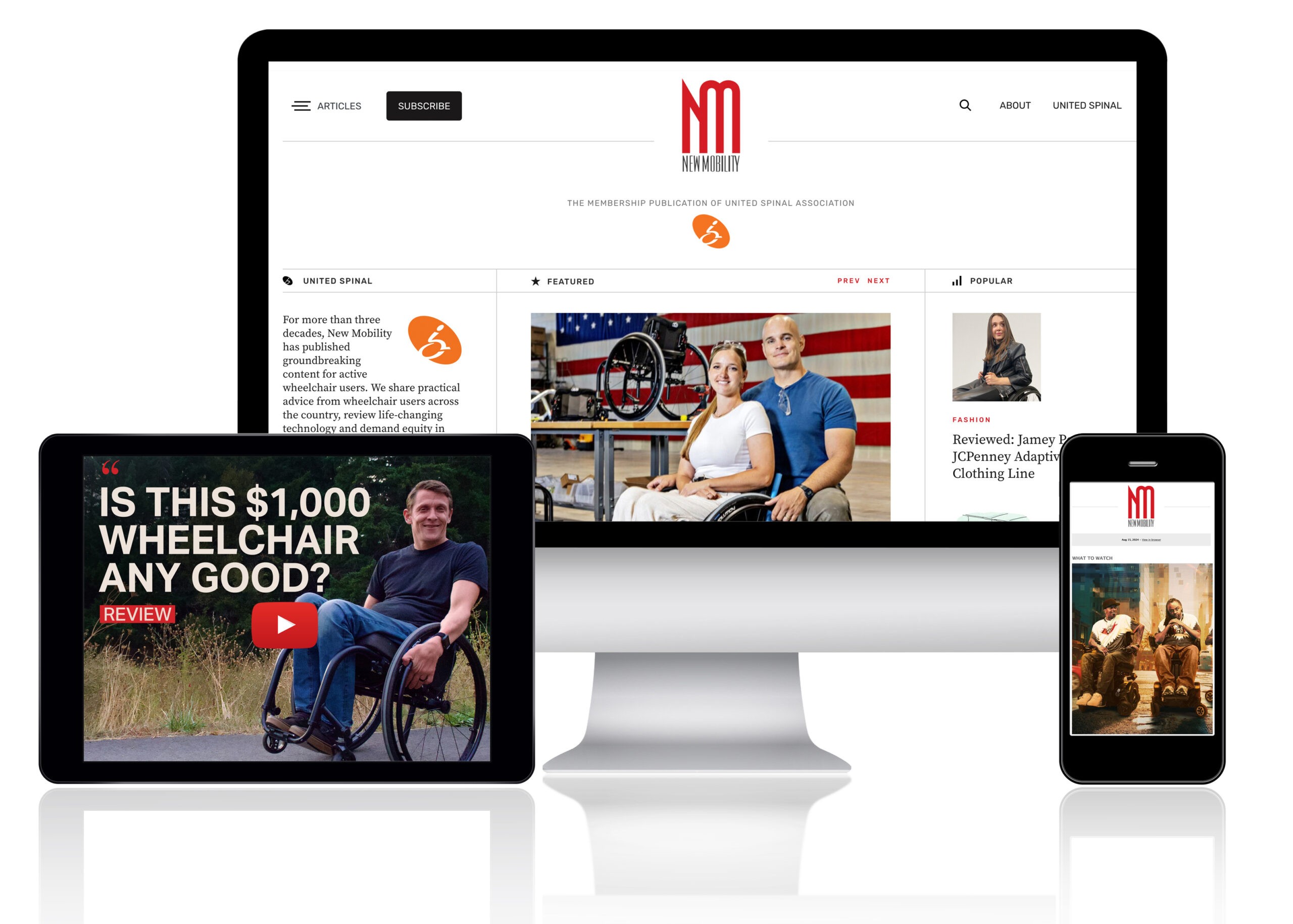 Black monitor, tablet and smartphone on white background.