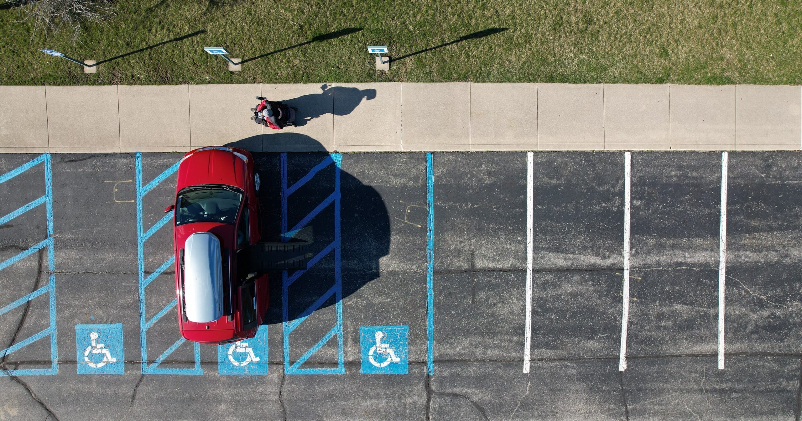 aerial view of a accessible parking lot