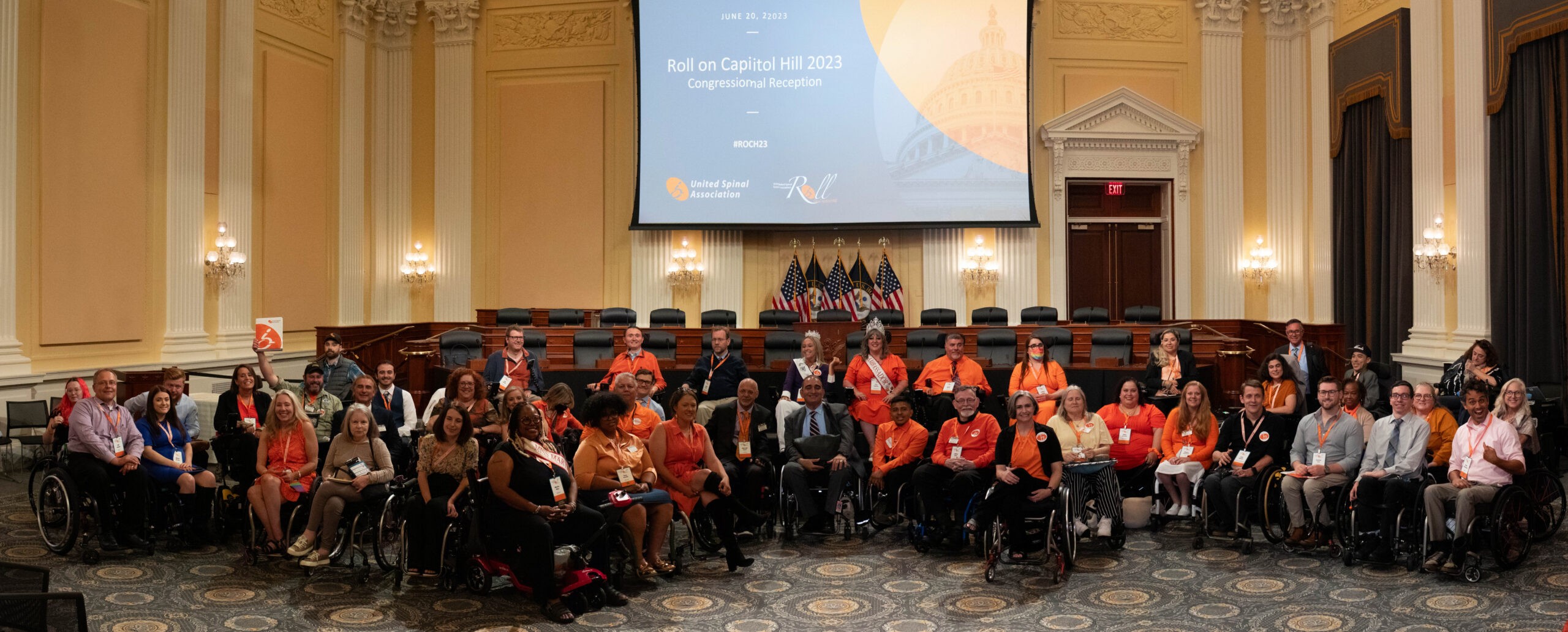 Large group of wheelchair users pictured at a Congressional reception