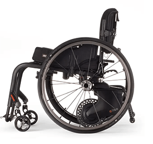 side view of wheelchair showing push assist